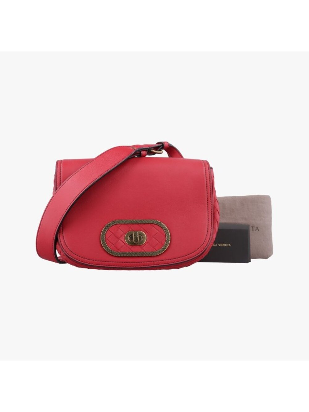 Bottega Veneta Luna Intrecciato Red Lambskin
